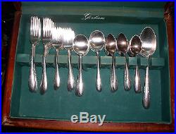 Vintage Gorham Silver Plate Flatware Wooden Box Initial S Engrave Holiday Time