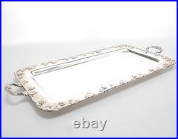 VINTAGE GRAND SILVER-PLATE ON COPPER TRAY With RAISED GRAPE VINE DESIGN