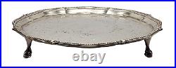 VINTAGE Hallmarked Silver Plate Ball & Clawfoot 8 Serving Tray