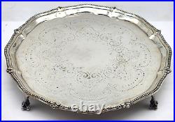 VINTAGE Hallmarked Silver Plate Ball & Clawfoot 8 Serving Tray