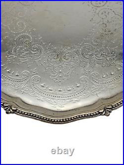 VINTAGE Hallmarked Silver Plate Ball & Clawfoot 8 Serving Tray