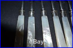 Vintage James Deakin&son Silverplate And Mother Of Pearl Handles Fish Set Flatwa