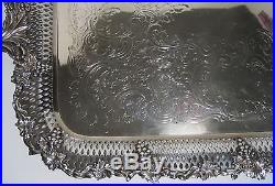 Vintage Large Georgian Style Sheffield Reproduction Silverplate Tray Grapevines