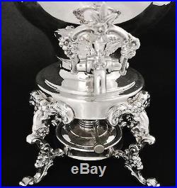 Vintage Large Silver Plate Samovar Hot Water Pot Urn Coffee Pot Squash Blossom