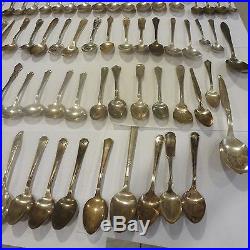 Vintage Lot 100 Piece Assorted Spoons Fancy Silver Plate Flatware Pieces