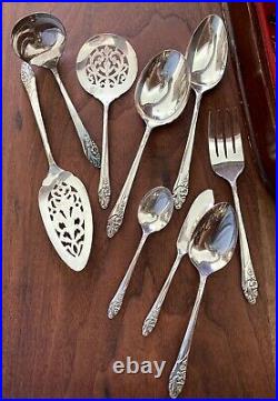 VINTAGE ONEIDA COMMUNITY (Romantic Heart Shaped Box) 63 PIECE SILVER PLATE SET