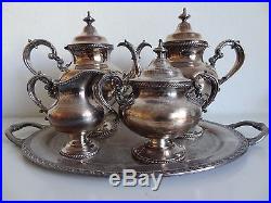 Vintage Reed & Barton 5 Pc Silver Plated Tea Set With Rogers Tray