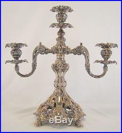 Vintage Reed & Barton 800 Silver Plate Two Arm Three Place Candelabra