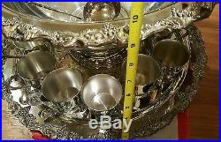 Vintage Sheridan 15 Pc. Silver Plate Punch Bowl Set Large Used Once. Nice