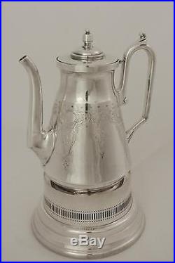 VINTAGE SILVER PLATE ENGLISH RETICULATED COFFEE POT TEA POT WARMER WARMING STAND