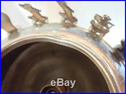 VINTAGE SILVER PLATE LOVING CUP SPOON HOLDER LAMP with CZECH BEADED GLASS TOPPER
