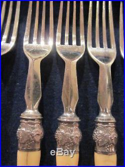 VINTAGE SILVER PLATED Knives and Forks Ivory Handled 12 Each