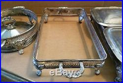 VINTAGE SILVERPLATE FOOTED CASSEROLE DISH STAND BUFFET SERVER Lot of 4 with lids