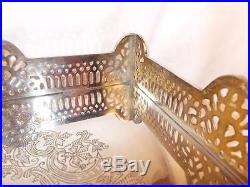 VINTAGE SQUARE SHAPE SILVER PLATE GALLERY DECANTER TRAY DOWNTON ABBEY STYLE