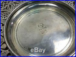 VINTAGE STERLING SILVER FILIGREE CHASED REPOSE PLATE DISH -Monogramed D