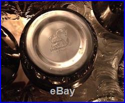 VINTAGE Sheridan Silver Plated Punch Bowl Set Large Tray Ladle with 12 Cups