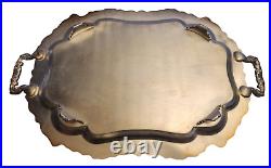 VINTAGE Silver Plate HUGE 30 Ornate Handled Footed Serving Platter Tray
