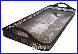 VINTAGE Silver Plate on Copper 22 Rectangular Gallery Serving Platter Tray