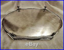 VINTAGE Top Quality Silver Plated Chased Footed Gallery Drinks Tea Serving Tray