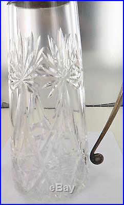 VINTAGE / VERY TALL CONTINENTAL / GERMAN SILVER GLASS or CRYSTAL CLARET JUG