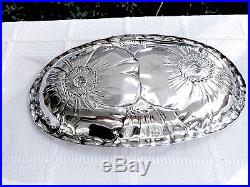 VINTAGE WALLACE POPPY 123 STERLING SILVER OVAL BREAD TRAY, PLATE, BOWL, 11.5