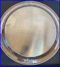 VINTAGE WM ROGERS MFG CO SILVER PLATE 15x15 LARGE ROUND SERVING TRAY #172 EUC