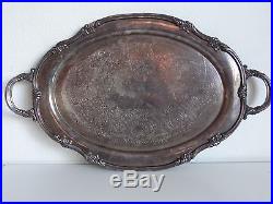 VINTAGE heavy ornate REED & BARTON SILVER PLATED SERVING TRAY PLATTER