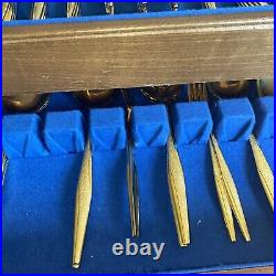 VTG 86 Piece Set FLORENTINE Gold Electroplate Plated Flatware Silverware Set EUC