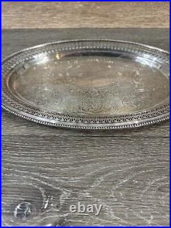 VTG Barker Ellis Oval Engraved Silver Plated Serving Tray c. 1900 England 14x9.5