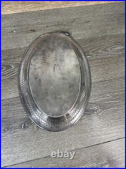 VTG Barker Ellis Oval Engraved Silver Plated Serving Tray c. 1900 England 14x9.5