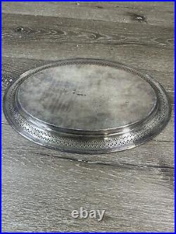 VTG Barker Ellis Oval Engraved Silver Plated Serving Tray c. 1900 England 14x9.5