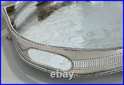 VTG English Sheffield Silver Plated / Copper Footed Barware / Serving Tray 18.75