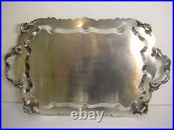 VTG F. B. Rogers #6377 Silverplate Toed Waiter Tray, 25 Including Handles x 14