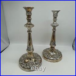 VTG Lawrence B. Smith Co Silver Plate Weighted Ornate Candlesticks Pair 12.5