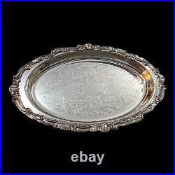 VTG Sheridan Silverplated Large Oval Footed Platter With Pyrex Glass Insert # 1233