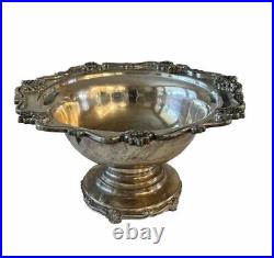 VTG Silver Plated Footed Tray Scalloped Centerpiece Round Serving Bowl Patina