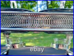 VTG Silver Plated Marinex Double Chafing Buffet Serving Dish & Stand EUC LOVELY