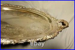 VTG Silver Plated OVAL SERVING TRAY Large Heavy 26 x 17 with Handles Marked