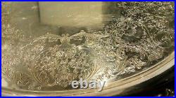 VTG Silver Plated OVAL SERVING TRAY Large Heavy 26 x 17 with Handles Marked