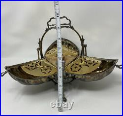 VTG SilverPlate English Italy Eales Tri Fold clam shell bun warmer biscuit box