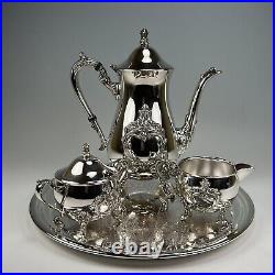 VTG TOWLE Silverplate 4772 Footed 4 pc Tea Set Teapot Sugar Creamer Serving Tray