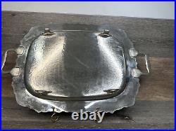 VTG Victorian Silver Plate Serving Tray 24.5x15.5 Footed Ornate Heavy 7.75 Lb