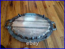 VTG Victorian Silver Plate Serving Tray 27 X17.5 Footed Ornate Heavy