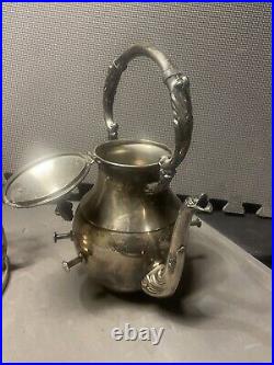 VTG Vintage FB Rogers Silver Plated Tilting Teapot With Stand & Burner Footed