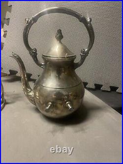 VTG Vintage FB Rogers Silver Plated Tilting Teapot With Stand & Burner Footed