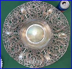 VTG W A SPAIN Art Deco Women Filigree Silver Plate Fruit Flower Bowl Centerpiece