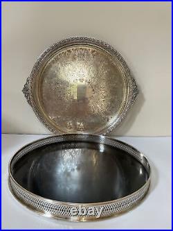 VTG-Wm Rogers & Son Silver Plated Large Tea Drinks-Serving Tray Set- Historical