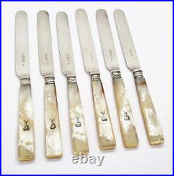 Victorian SAVORY & CO LONDON SILVER PLATE & MOTHER OF PEARL CASED CUTLERY c1877