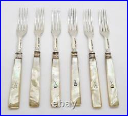 Victorian SAVORY & CO LONDON SILVER PLATE & MOTHER OF PEARL CASED CUTLERY c1877