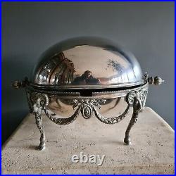 Victorian Silver Plate Food Warmer With Revolving Dome Top Martin Hall & Co C1870